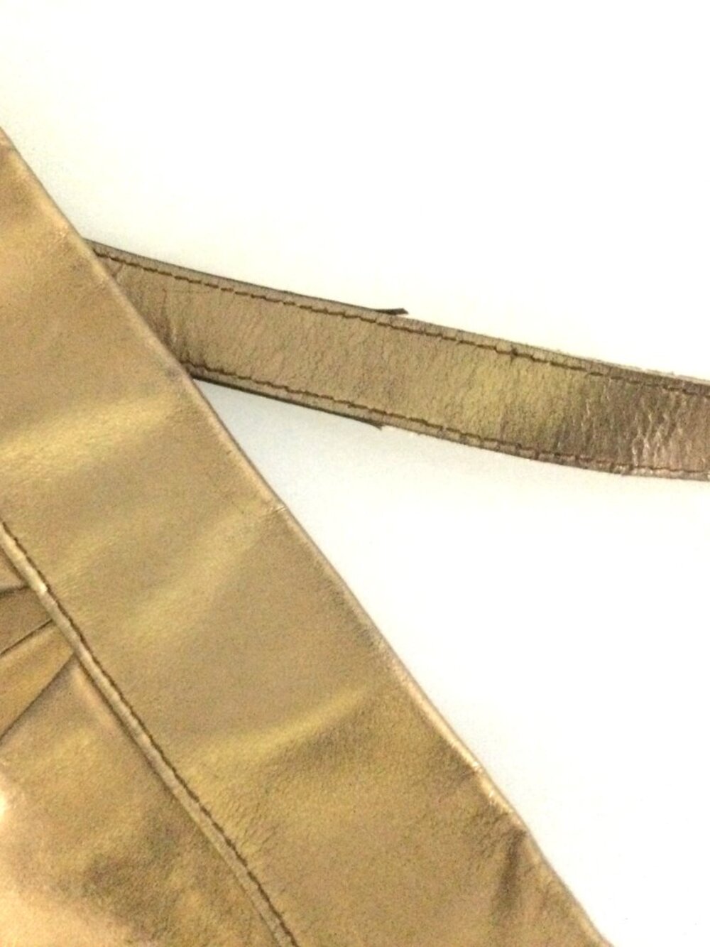 Vintage B. Makowsky Shiny Gold/Bronze Leather Shoulder Bag - Picture 6 of 6